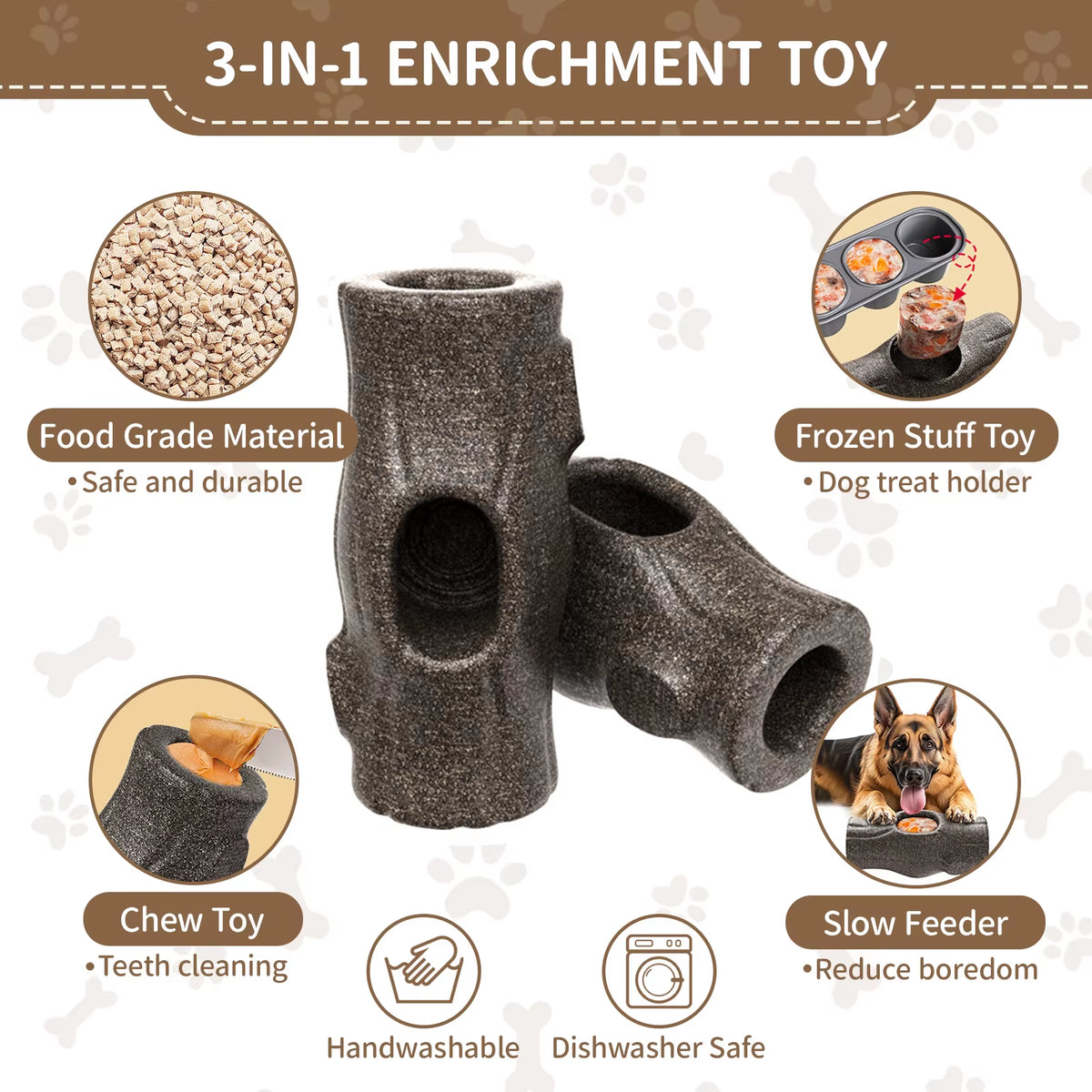 Indestructible Dog Toy for Aggressive Chewers, Frozen Treat Holder with Molds to Keep Large Dogs Busy & Reduce Anxiety